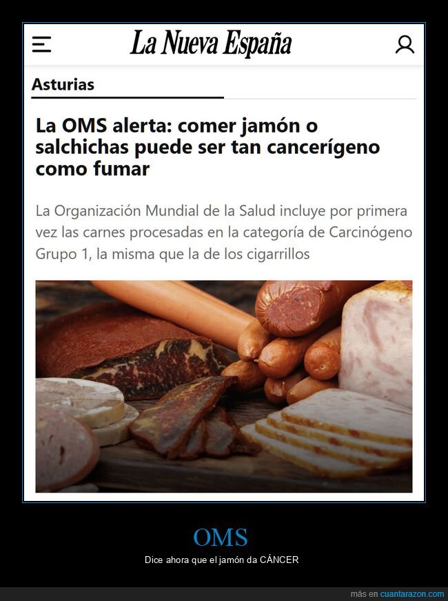 oms,jam&oacute;n,salchichas,cancer&iacute;geno