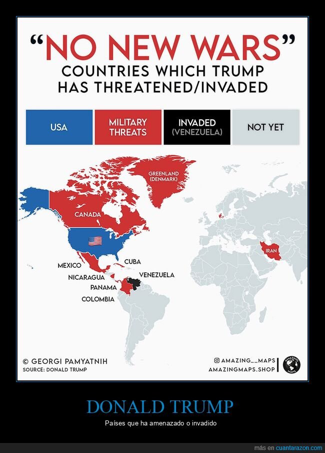 amenazar,donald trump,invadir,mapas,pa&iacute;ses