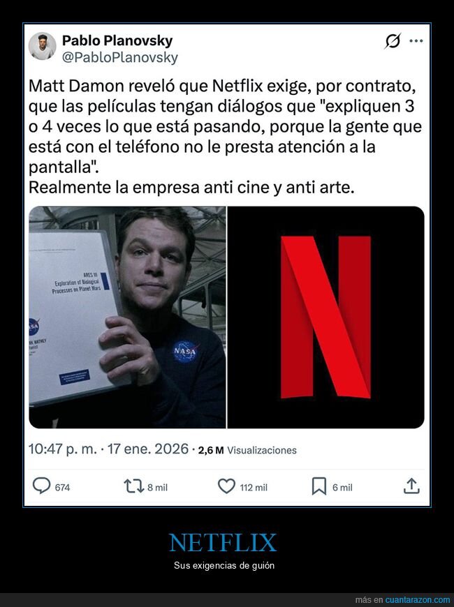 matt damon,m&oacute;vil,netflix