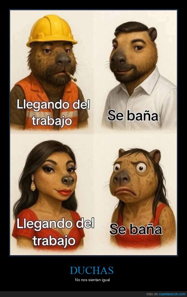 trabajo,llegar,ducharse,hombres,mujeres