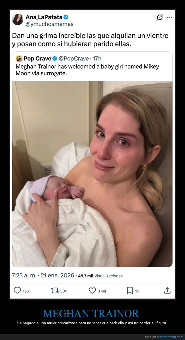 gestaci&oacute;n subrogada,hija,meghan trainor,posando