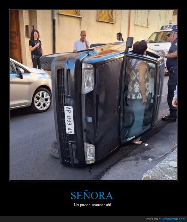 coches,de pie,se&ntilde;ora,volcado,wtf