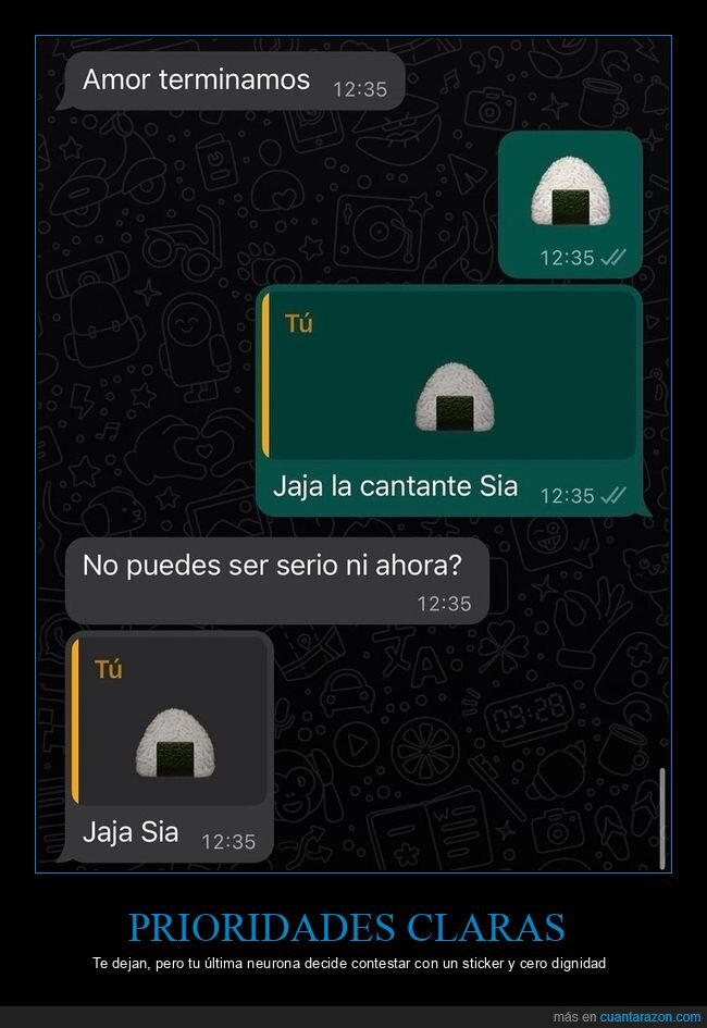 whatsapp,ruptura,sticker,respuesta,inmadurez
