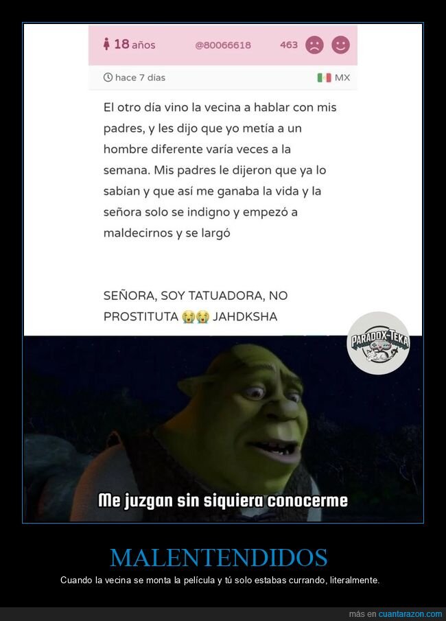 vecina,chisme,tatuajes,malentendido,juicio