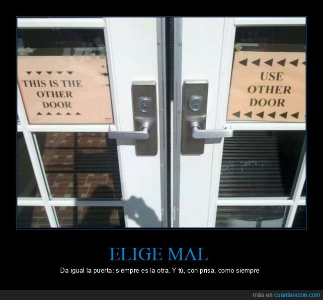 puertas,se&ntilde;ales,confusi&oacute;n,decisiones,absurdo