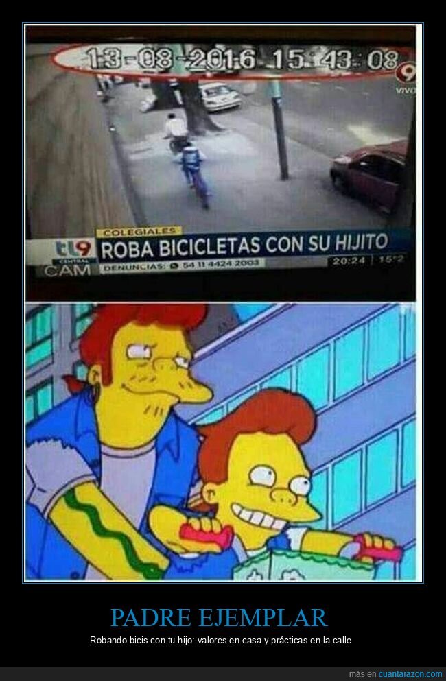 robo,bicicleta,padre,hijo,televisi&oacute;n