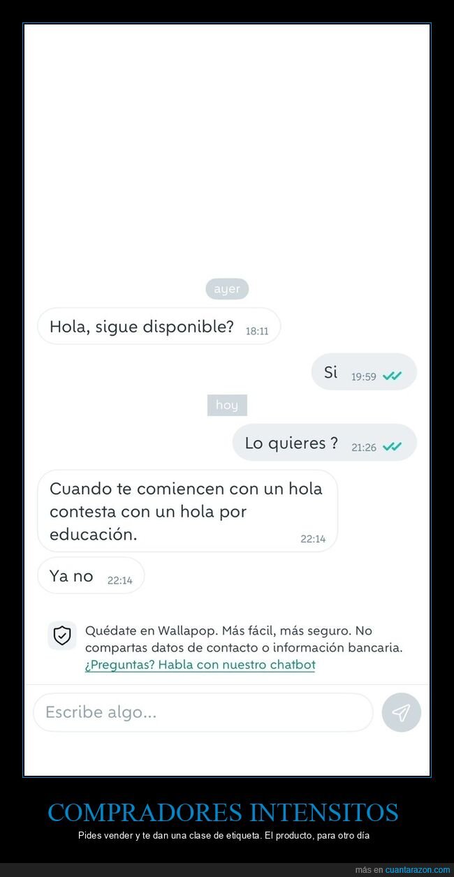 Wallapop,chat,comprador,educacion,rega&ntilde;ina