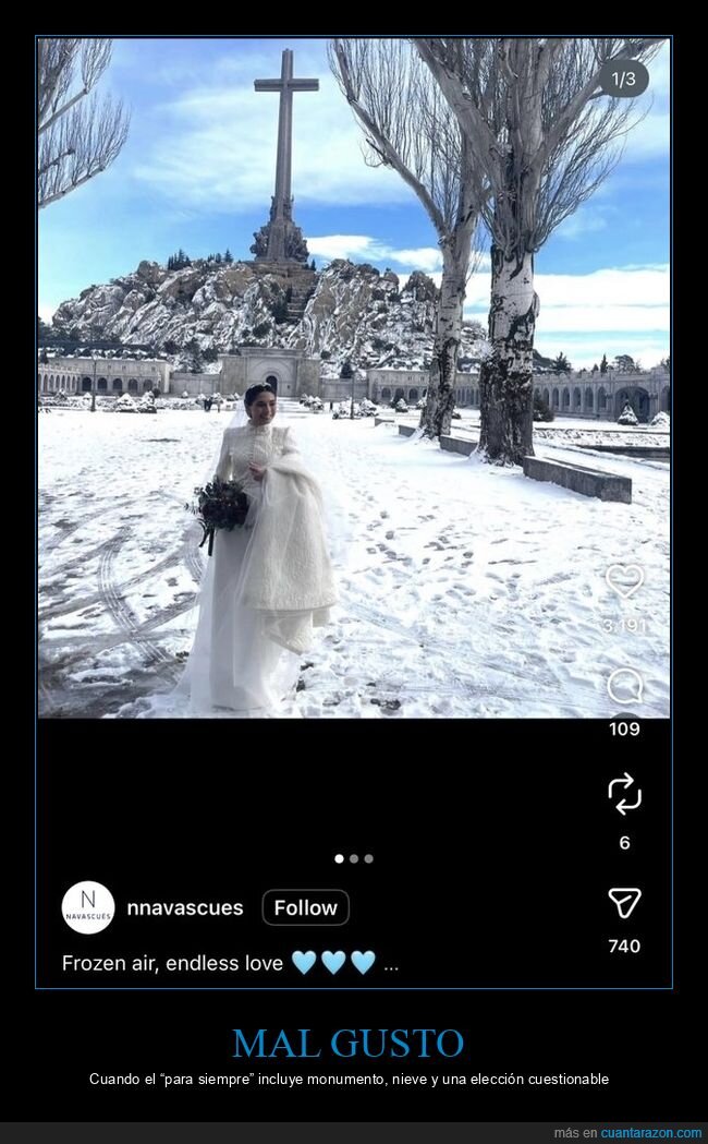 boda,nieve,monumento,posado,pol&eacute;mica