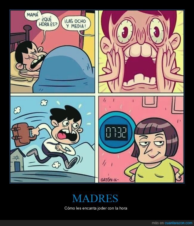 puntualidad,reloj,confusi&oacute;n,madrugar,madre