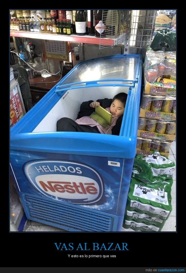 bazar,congelador,helados,siesta,sorpresa