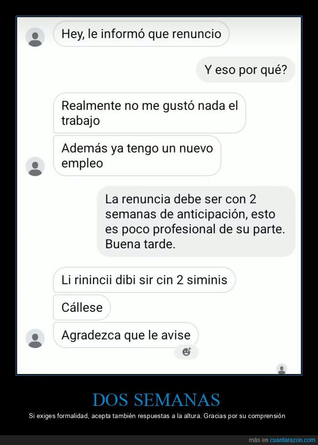 renuncia,trabajo,jefes,whatsapp,formalidad