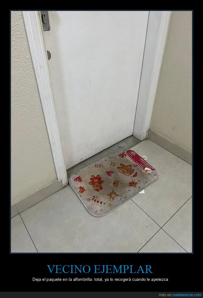 vecino,paquete,puerta,alfombrilla,pereza