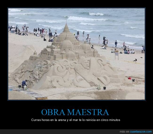 playa,escultura,arena,olas,paciencia