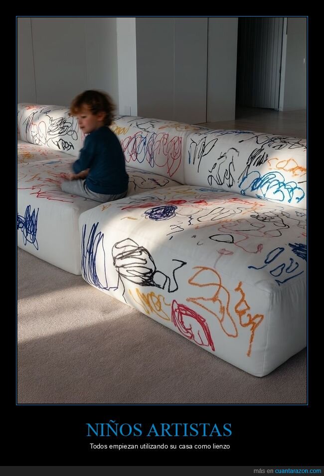 sof&aacute;,rotuladores,ni&ntilde;os,caos,arte