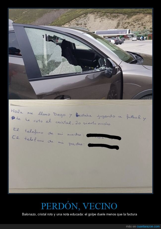 cristal,coche,balonazo,disculpa,factura