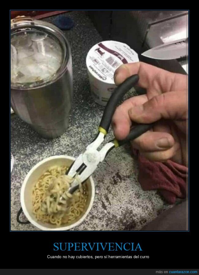 fideos,alicates,ferreter&iacute;a,improvisaci&oacute;n,cocina