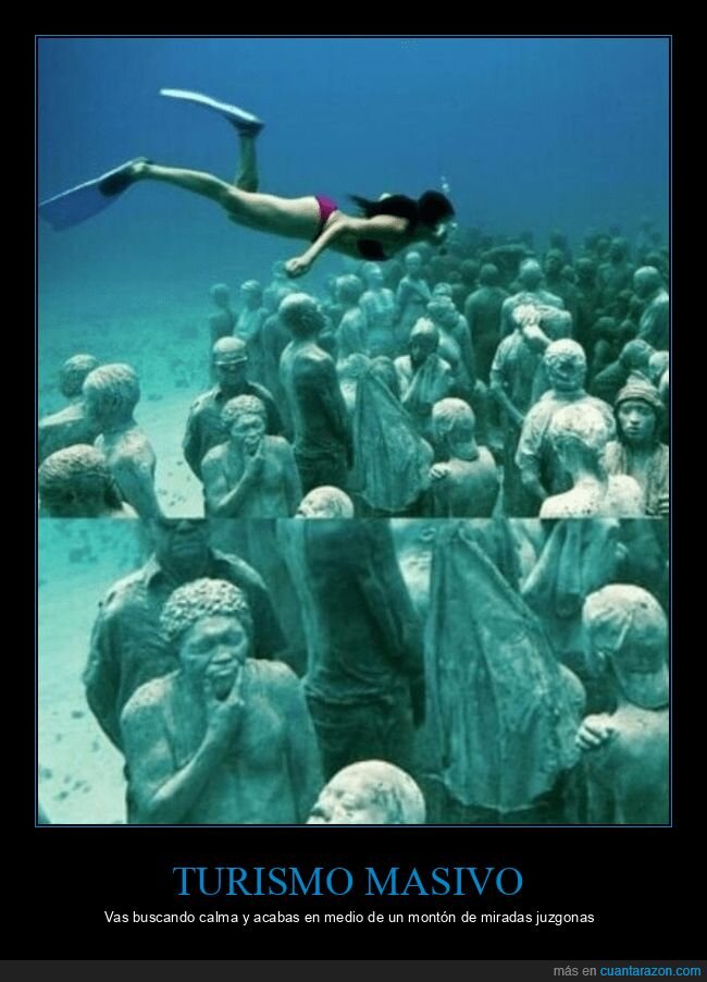 buzo,esculturas,submarino,turismo,multitud