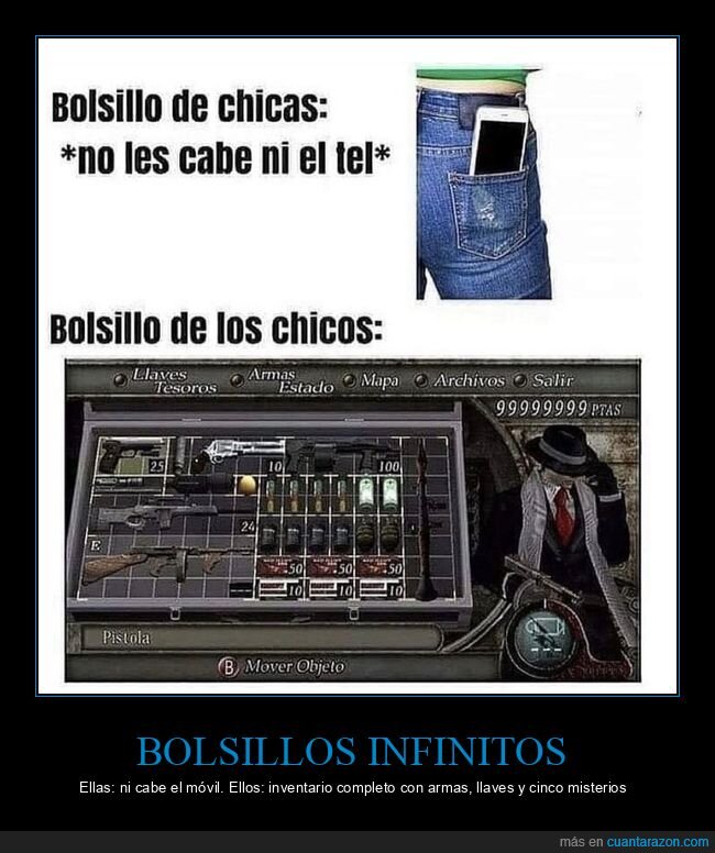 bolsillos,inventario,videojuegos,contraste,parodia