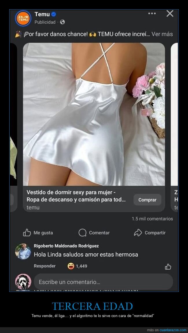 Temu,publicidad,comentarios,lencer&iacute;a,cu&ntilde;ado