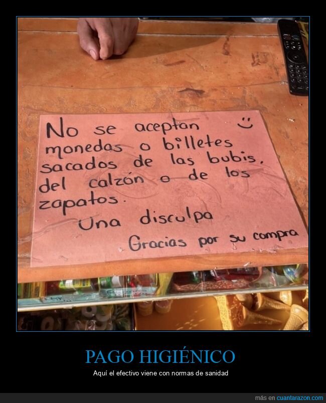 cartel,efectivo,tienda,higiene,normas