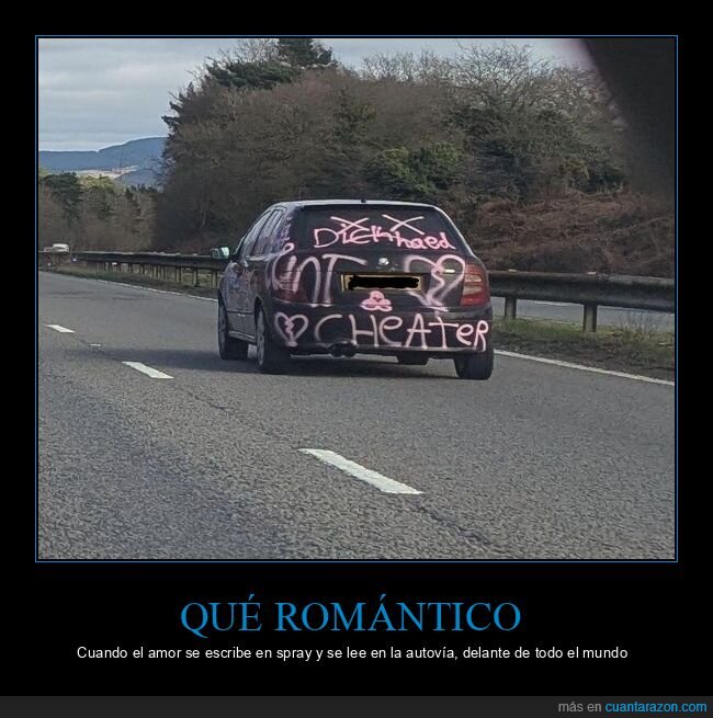 infidelidad,pintada,venganza,coche,autov&iacute;a