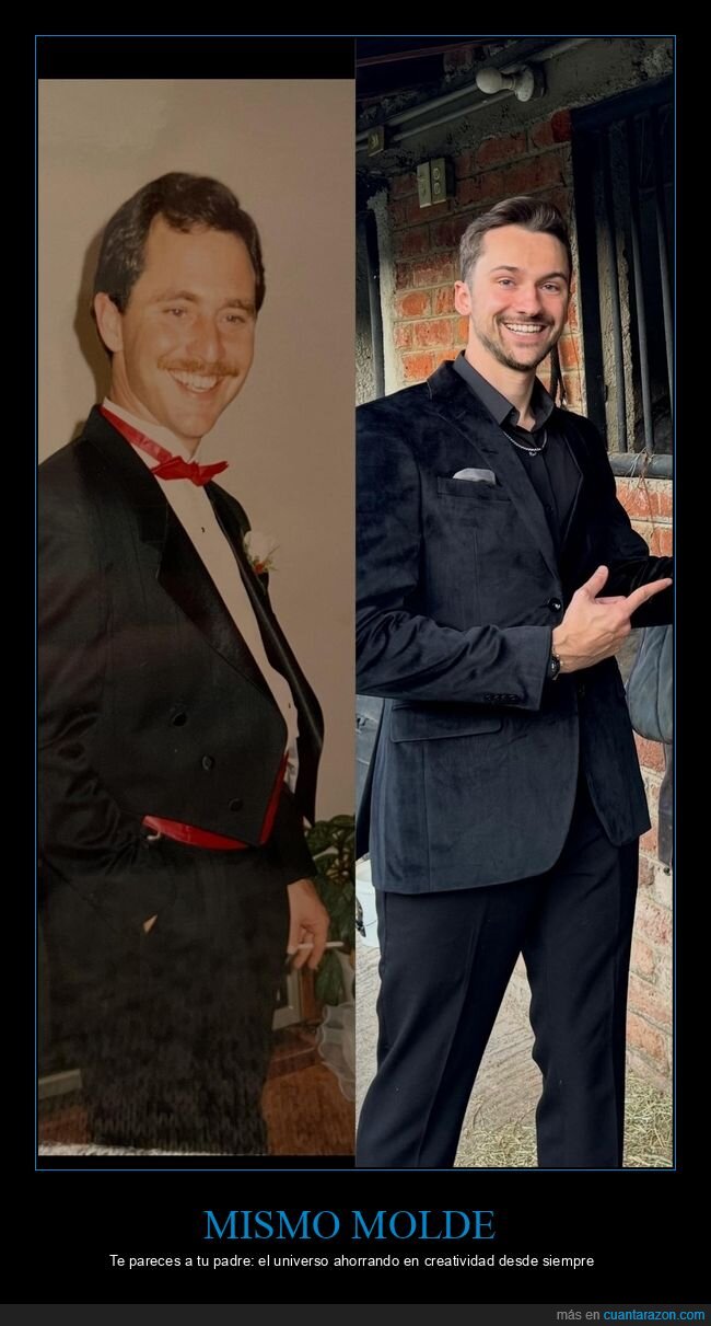 parecido,padre,aniversario,esmoquin,familia