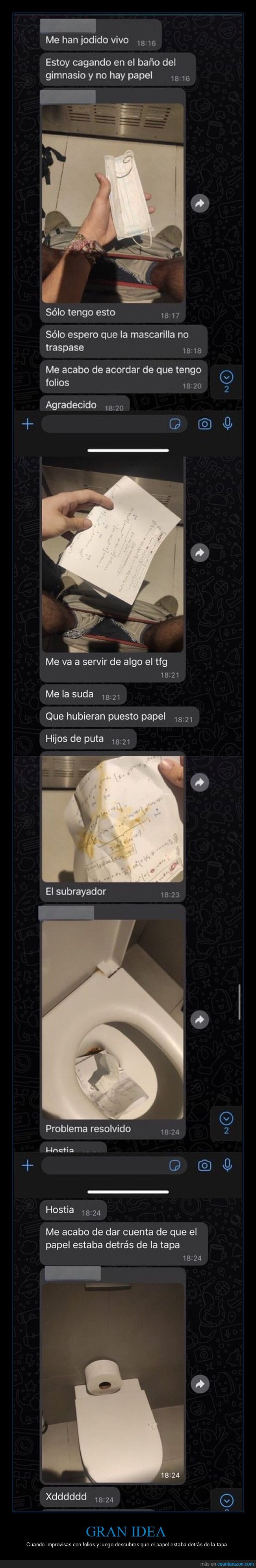 gimnasio,ba&ntilde;o,papel,folios,desastre