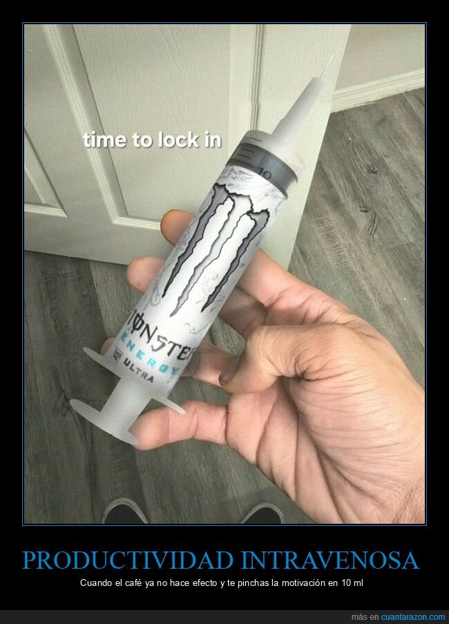 monster,jeringa,cafeina,productividad,oficina