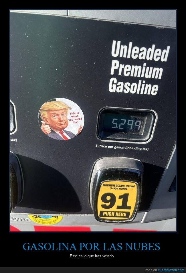 gasolina,pegatina,politica,MAGA,precios