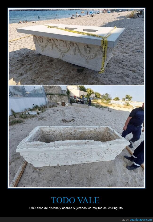 sarc&oacute;fago,Roma,chiringuito,playa,arqueolog&iacute;a