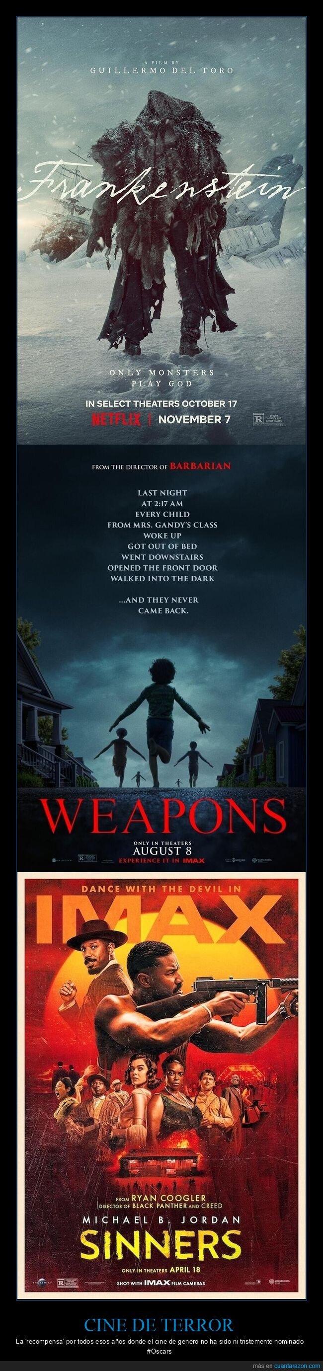 Oscars,terror,Frankenstein,premios,pesadilla