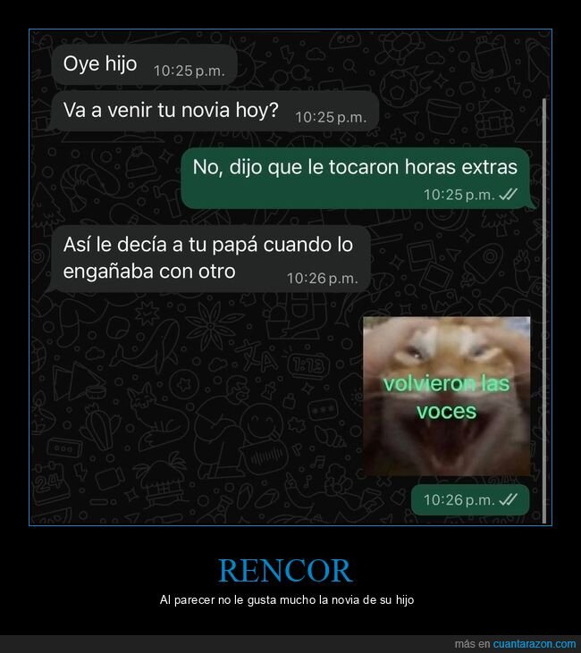 WhatsApp,madre,novia,excusa,infidelidad