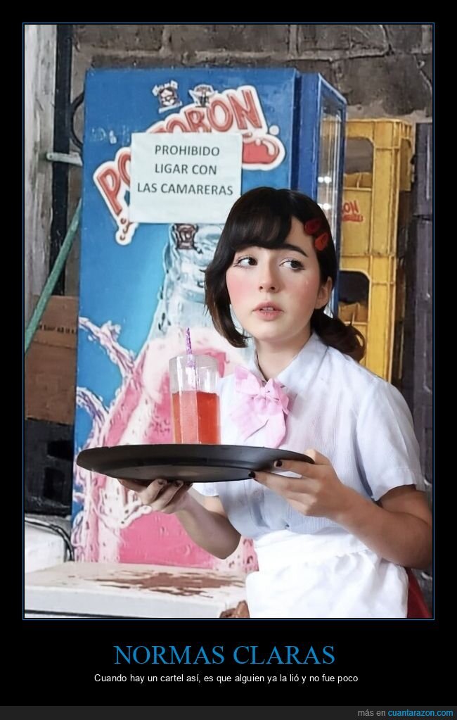 cartel,prohibido,camarera,bar,advertencia