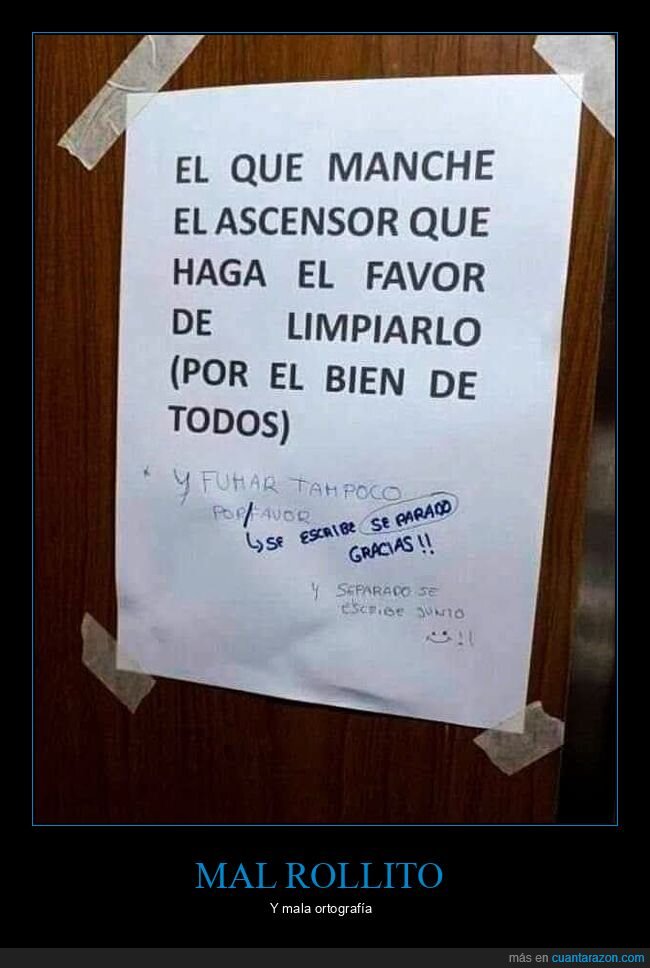 vecinos,ascensor,cartel,civismo,ortograf&iacute;a