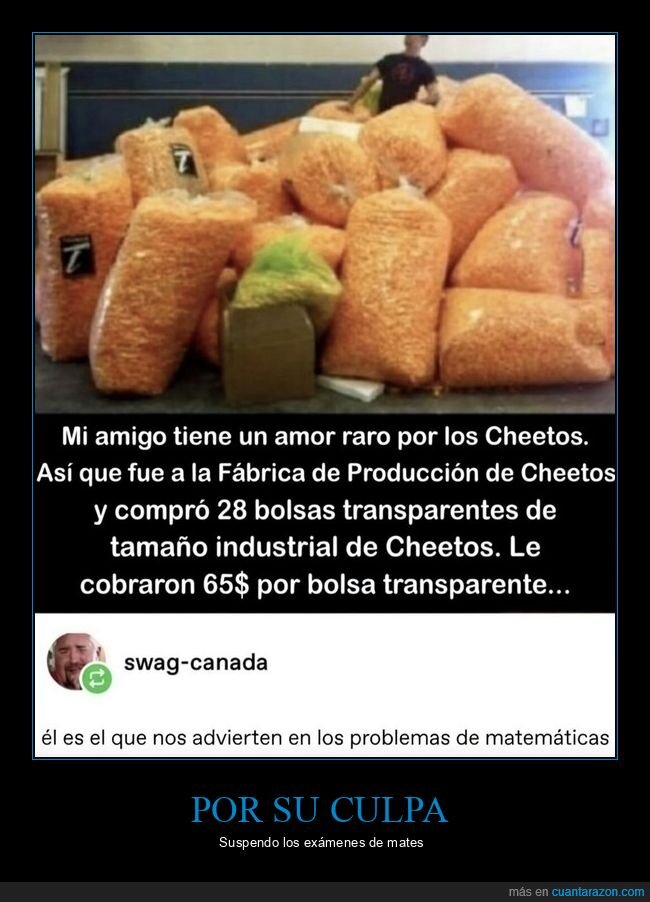 cheetos,fabrica,compras,exceso,matematicas