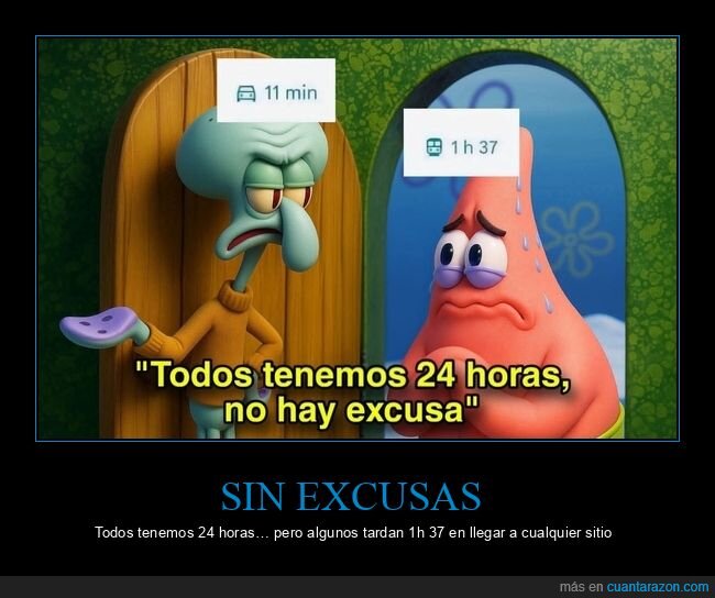 autob&uacute;s,excusa,retraso,tr&aacute;fico,SpongeBob