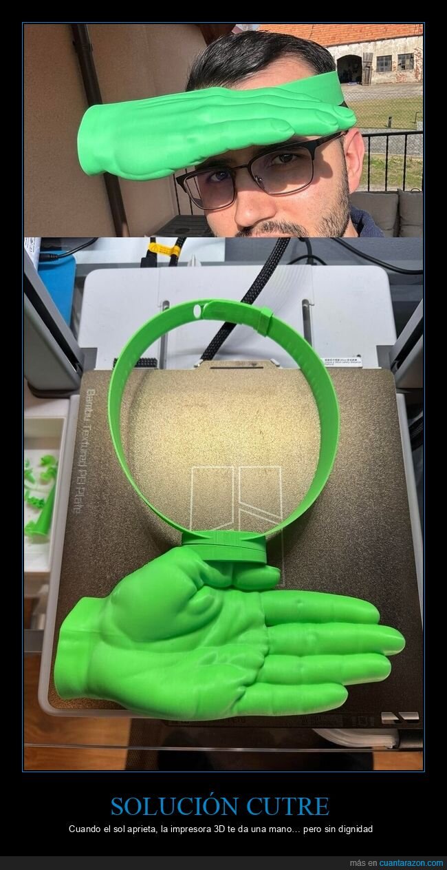 impresion3D,invento,visera,sol,mano