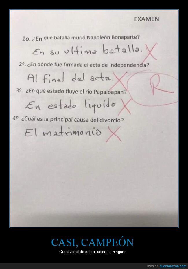 examen,suspenso,profesor,respuestas,creatividad