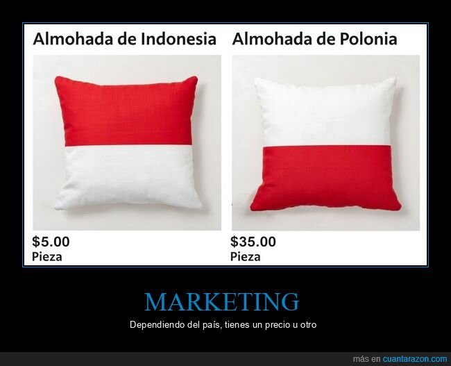 cojin,bandera,precio,marketing,comparacion