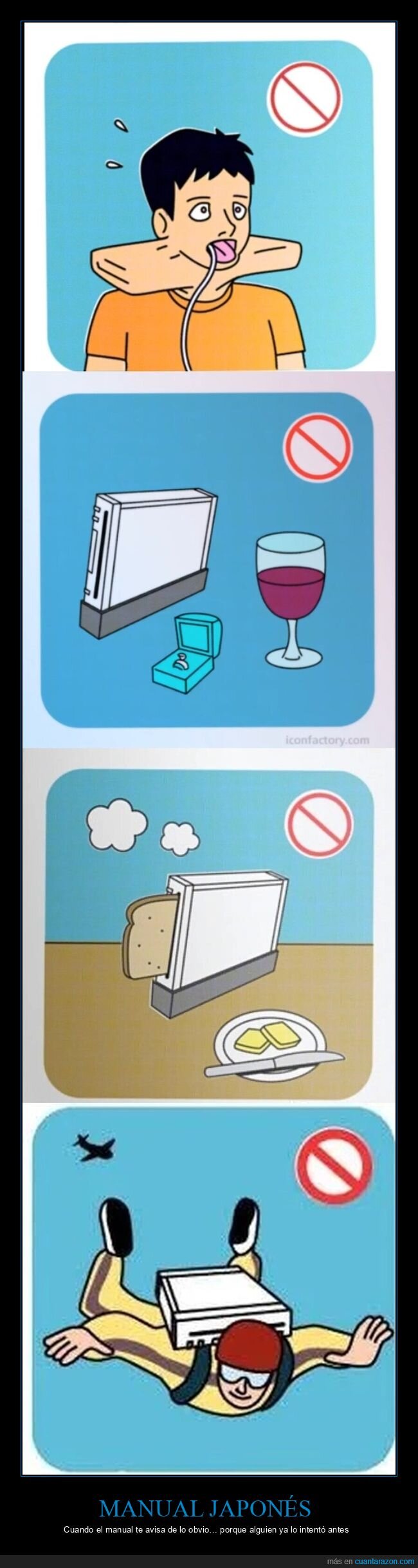 Wii,manual,Nintendo,advertencias,absurdo