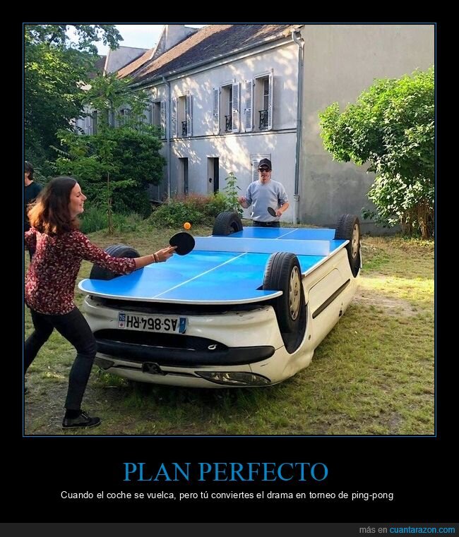 pingpong,coche,vuelco,improvisacion,chapuza