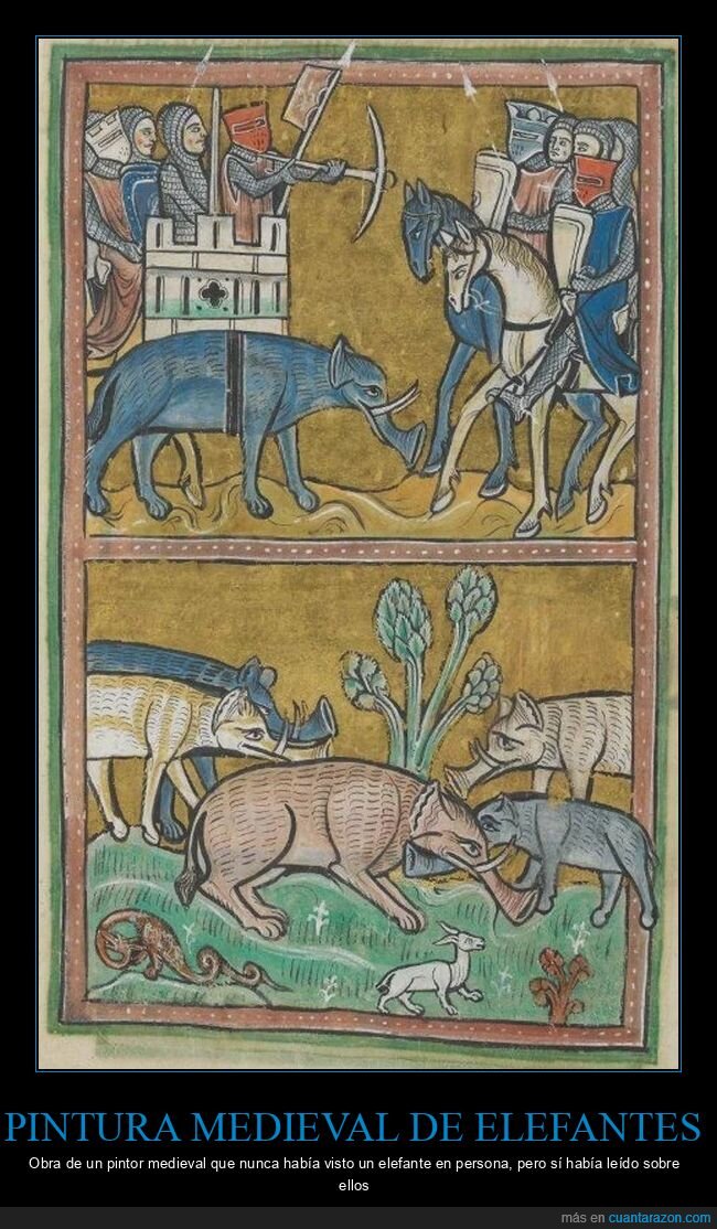 medieval,elefante,ilustracion,invento,absurdo