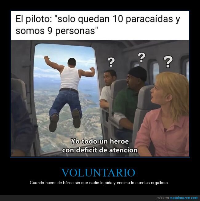 avion,paracaidas,heroe,despiste,confusion