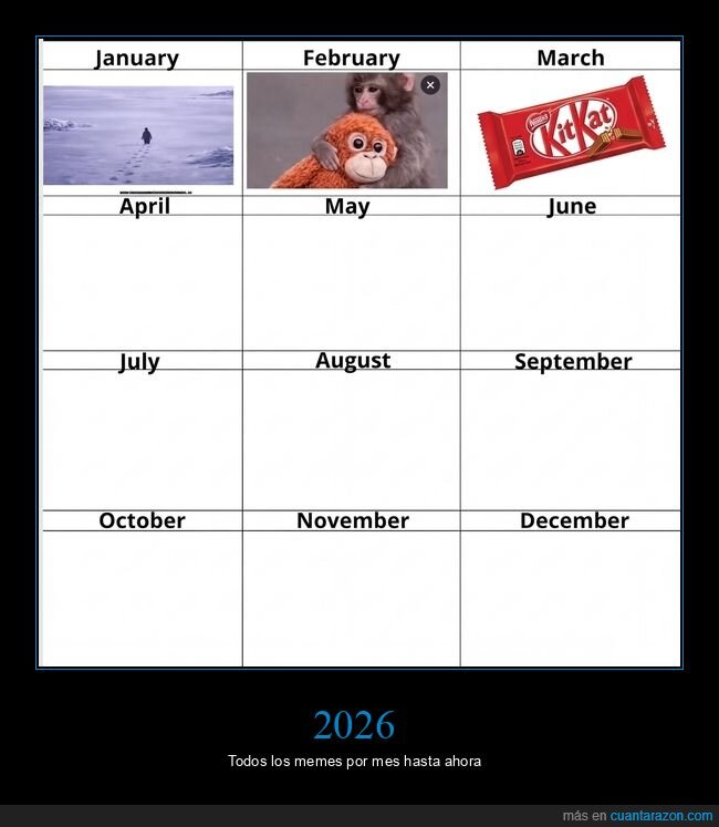 2026,calendario,vac&iacute;o,KitKat,punch,pinguino