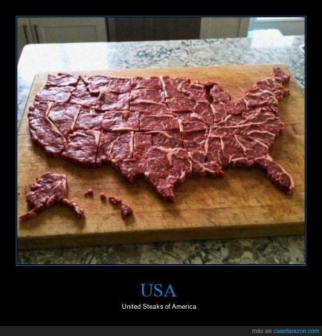 carne,mapa,EstadosUnidos,cocina,chiste