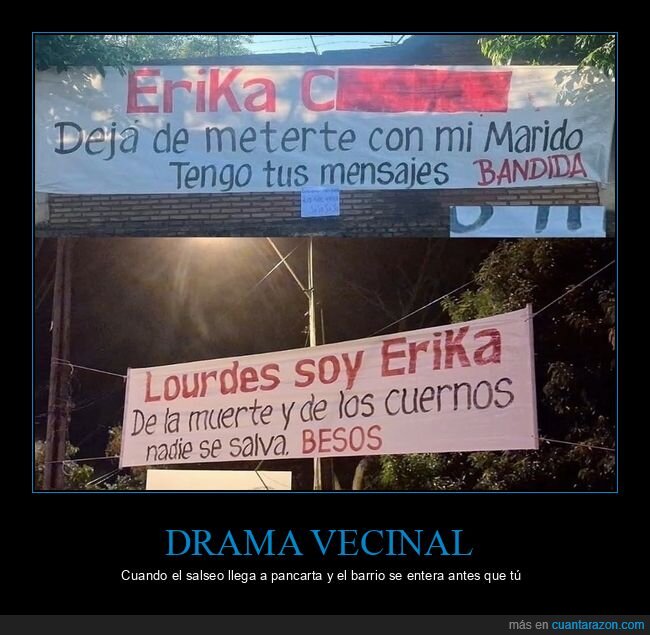 infidelidad,pancarta,vecindario,mensajes,cuernos