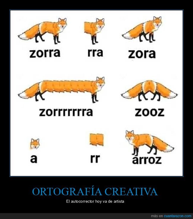 zorra,ortograf&iacute;a,autocorrector,confusi&oacute;n,animales