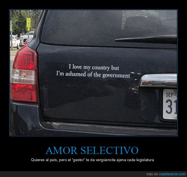 politica,gobierno,pegatina,coche,verguenza