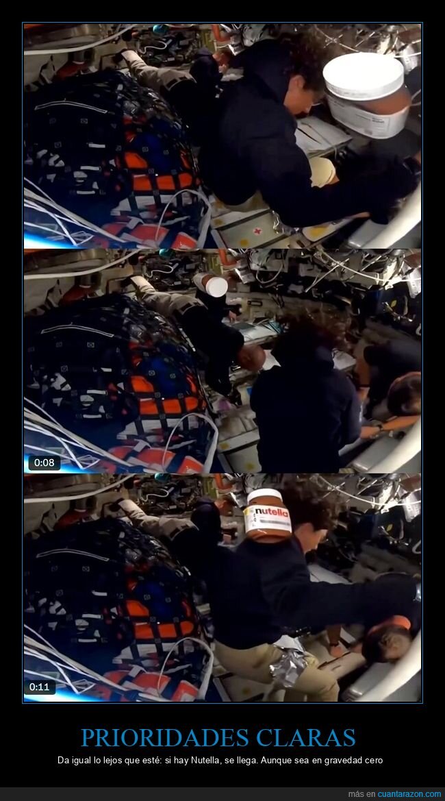 nutella,astronautas,espacio,gravedadcero,antojo,artemis,luna