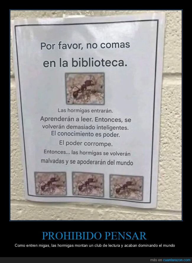 biblioteca,hormigas,cartel,comida,lectura